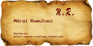 Mérai Romulusz névjegykártya